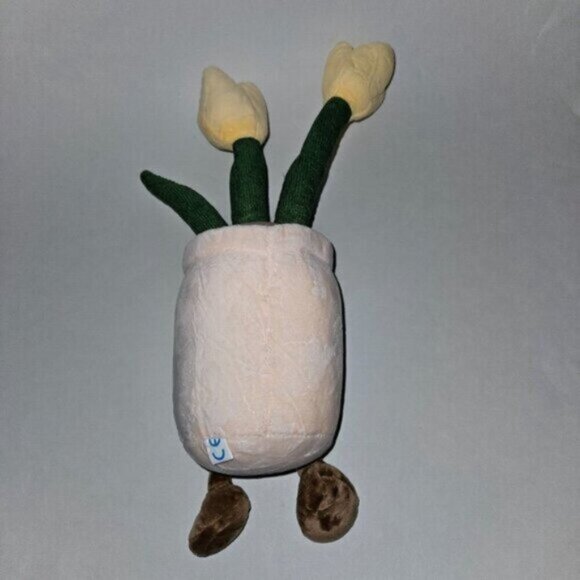 Yellow Tulips Flowers Potted Plant Plush Stuffed 13" Anthropomorphic Smiling - Picture 5 of 8